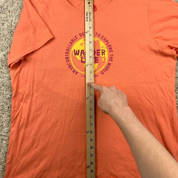 Life is Good T-Shirt Women XL Short Sleeve Orange Graphic Crew Neck Wander Love - Picture 6 of 10